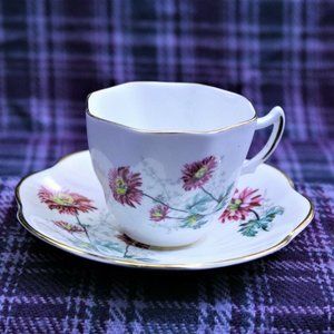 Royal Dover Bone China Teacup and Saucer Flower Aster Autumn
